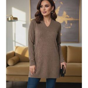 Vintage Parisian Signature Size M Italian Fine Merino Wool Sweater Tunic Luxury